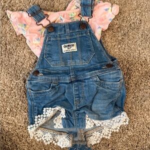 OshKosh B'gosh Denim Overalls with Lace Trim
